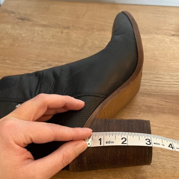 Franco Sarto Marmalade Black Leather Stacked Block Heel Booties Boots Size 8.5 - Picture 7 of 7